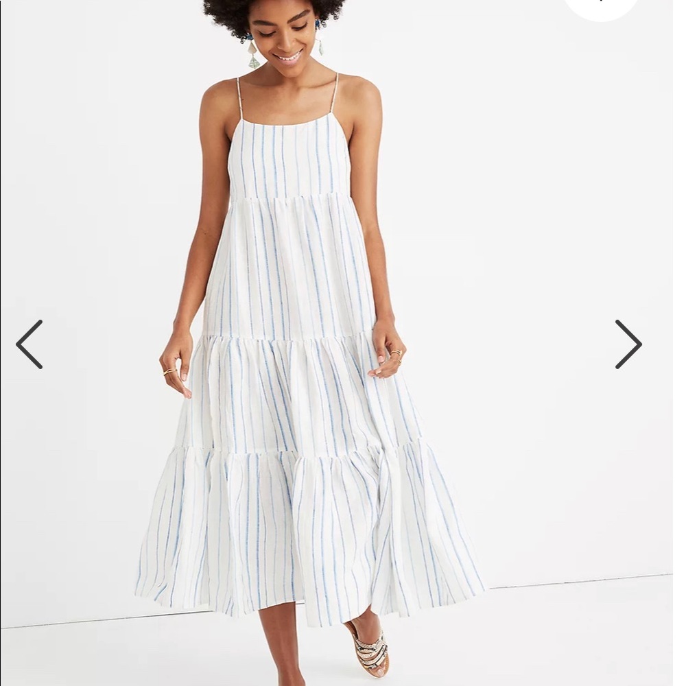 Madewell Cami Tier Midi Dress in Stripe